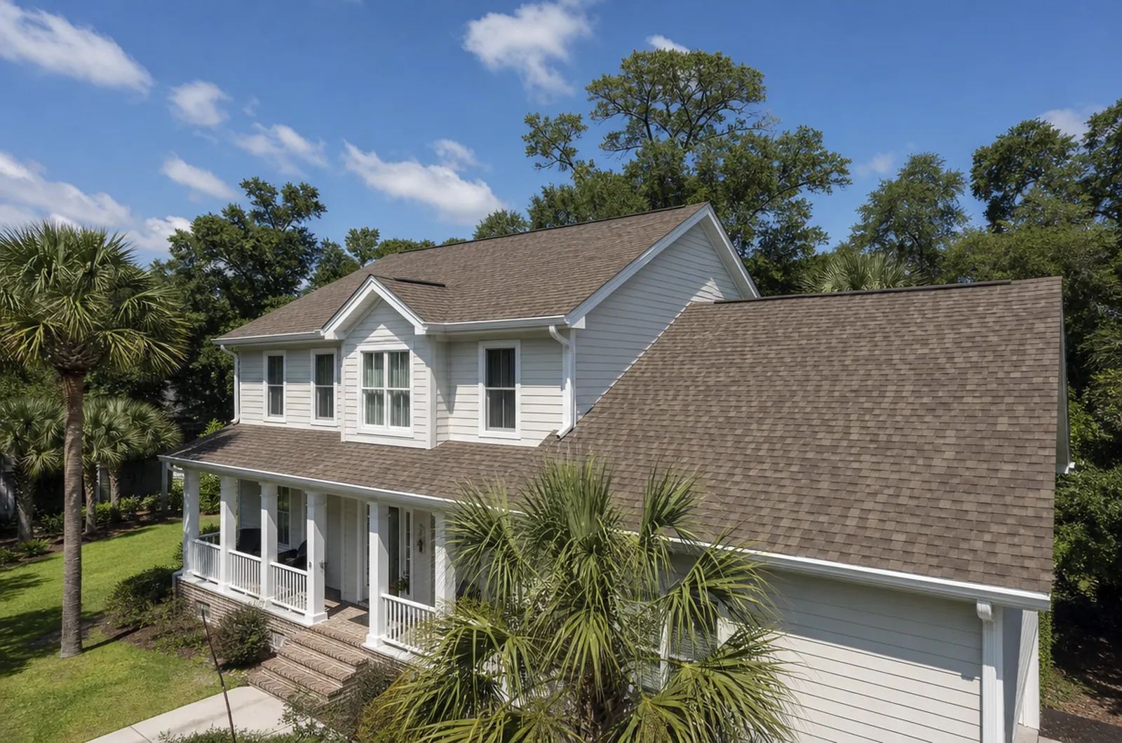 Newly replaced architectural shingle roof on a home in Mount Pleasant, SC